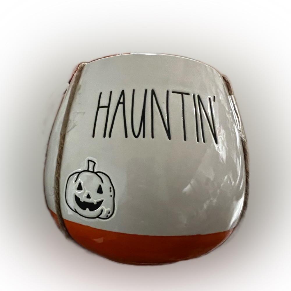 Rae Dunn Hauntin'  Pumpkin Jack o'  Lantern Halloween Planter Ivory Flower Pot